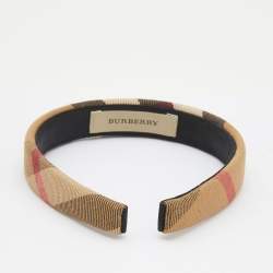 Pre Owned Burberry Beige Giant Check Narrow Headband