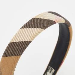 Pre Owned Burberry Beige Giant Check Narrow Headband
