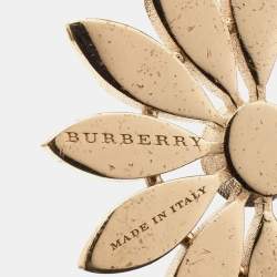 Pre Owned Burberry Pink Floral Crystal Asymmetric Clip-on Earrings