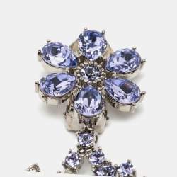 Pre Owned Burberry Lavender Crystal Daisy Drop Single Clip-On Earring