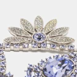 Pre Owned Burberry Lavender Crystal Daisy Drop Single Clip-On Earring