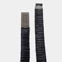 Pre Owned Burberry Black Gathered Leather Slim Waist Belt 90CM