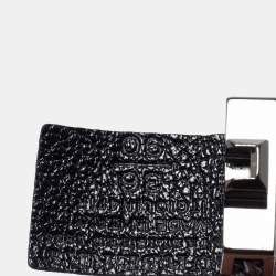 Pre Owned Burberry Black Gathered Leather Slim Waist Belt 90CM