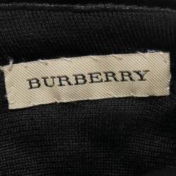 Burberry Black Quilted Glossy Leather Buckle Gloves 