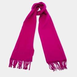 Pre Owned Burberry Purple Logo Embroidered Cashmere Stole
