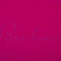 Pre Owned Burberry Purple Logo Embroidered Cashmere Stole