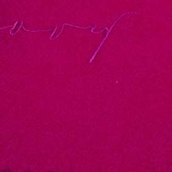 Pre Owned Burberry Purple Logo Embroidered Cashmere Stole