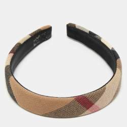 Pre Owned Burberry Beige Nova Check Canvas Narrow Headband