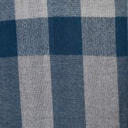 Pre Owned Burberry Grey & Blue Nova Check Fringed Gauze Scarf