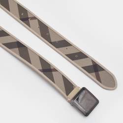 Pre Owned Burberry Grey/Beige Smoked Check PVC and Leather Belt 95CM