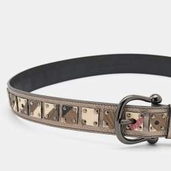 Burberry Multicolor Leather and Nova Check Coated Canvas Buckle Belt