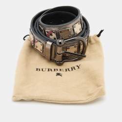 Burberry Multicolor Leather and Nova Check Coated Canvas Buckle Belt
