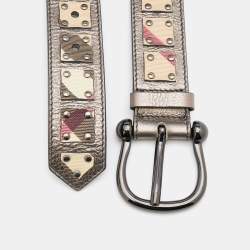 Burberry Multicolor Leather and Nova Check Coated Canvas Buckle Belt