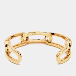 Burberry Gold Tone Chain Link Cuff Bracelet