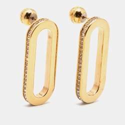 مملوكة مسبقًا Burberry Chain Link Crystals Gold Tone Earrings