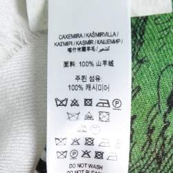 مملوكة مسبقًا وشاح بربري كشمير مطبوع قرود أخضر اوبال 