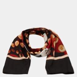 Burberry Black & Coral Octopus And Logo Graphic Print Silk Square Scarf
