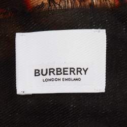 Burberry Black & Coral Octopus And Logo Graphic Print Silk Square Scarf
