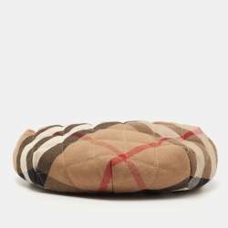 Burberry Beige Quilted Nova Check Newsboy Hat L