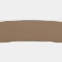 مملوكة مسبقًا Burberry White Patent Leather Heart Buckle Belt 80 CM