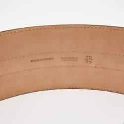Pre Owned Burberry Black Leather Double Buckle Belt 75CM