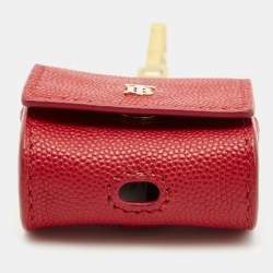Pre Owned Burberry Red Leather Earphone Case