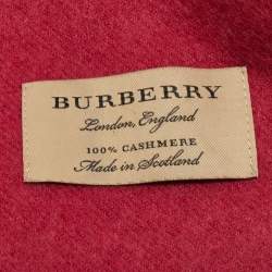 Pre Owned Burberry Red Giant Check Classic Cashmere Scarf