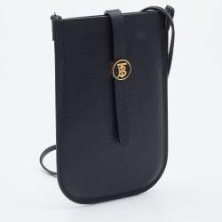 Pre Owned Burberry Black Leather Anne Phone Case Crossbody Bag