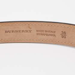 Pre Owned Burberry Black Embossed Check Leather Buckle Belt 90CM