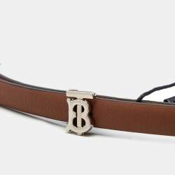 Burberry Black/Brown Leather TB Reversible Slim Waist Belt M