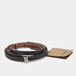 Burberry Black/Brown Leather TB Reversible Slim Waist Belt M