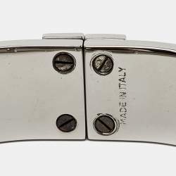 Pre Owned Burberry SpringHills Silver Leather SIlver Tone Bracelet