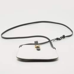 Pre Owned Burberry White/Black Leather Anne Phone Case