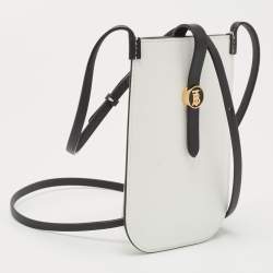 Pre Owned Burberry White/Black Leather Anne Phone Case