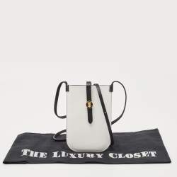 Pre Owned Burberry White/Black Leather Anne Phone Case