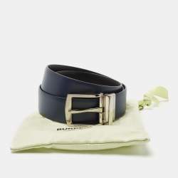 Burberry Blue/Black Leather Reversible Buckle Belt 80CM