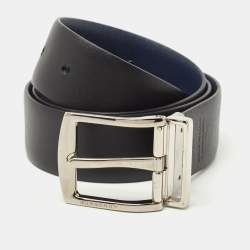 Burberry Blue/Black Leather Reversible Buckle Belt 80CM