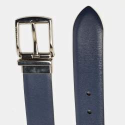 Burberry Blue/Black Leather Reversible Buckle Belt 80CM