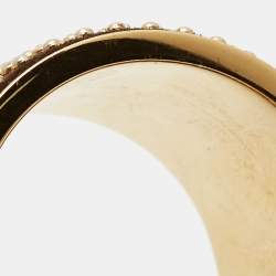 Pre Owned Burberry Studded Suede Gold Tone Bracelet