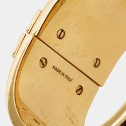 Pre Owned Burberry Studded Suede Gold Tone Bracelet