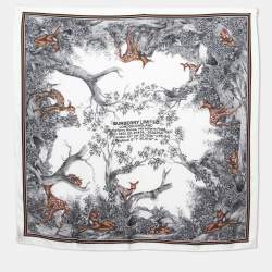 Burberry White Deer Printed Silk Square Scarf
