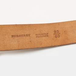 Pre Owned Burberry Brown Leather Triple Buckle Belt 80CM