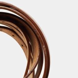 Pre Owned Burberry Brown Leather Triple Buckle Belt 80CM