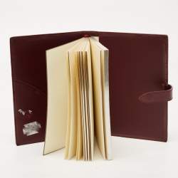 Pre Owned Burberry Burgundy Heart Check PVC and Patent Leather Agenda Cover