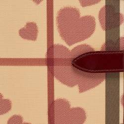 Pre Owned Burberry Burgundy Heart Check PVC and Patent Leather Agenda Cover