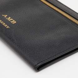  Burberry Black Leather Document Travel Pouch
