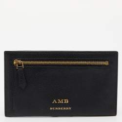  Burberry Black Leather Document Travel Pouch
