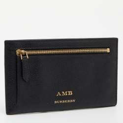  Burberry Black Leather Document Travel Pouch