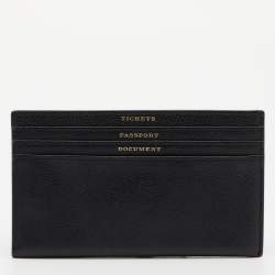  Burberry Black Leather Document Travel Pouch