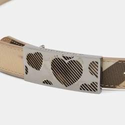 Pre Owned Burberry Beige Supernova Check Coated Canvas Heart Buckle Belt 100CM